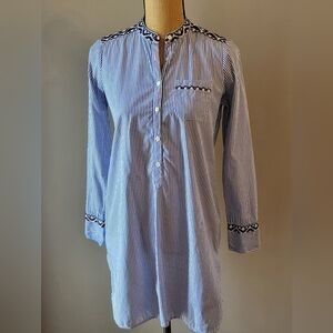 J Crew XSmall Cotton Striped Shirt Dress Blue/White
